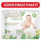 Giggles Natural 3 Numara Midi Pamuklu Bebek bezi 232 Adet - 1