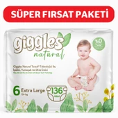 Giggles Natural 6 Numara Junior Plus Pamuklu Bebek bezi 136 Adet - 1