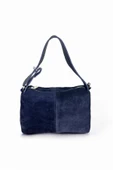 Mevo Kadın Hakiki Süet Deri Lacivert Renkli El ve Omuz Çantası thumbnail 2
