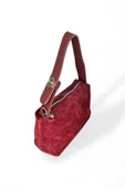 Mevo Kadın Hakiki Süet Deri Bordo Renkli El ve Omuz Çantası thumbnail 1