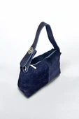 Mevo Kadın Hakiki Süet Deri Lacivert Renkli El ve Omuz Çantası thumbnail 1