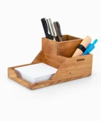 Woodsaka ProKit Çok Amaçlı Organizer - Bölümlü Kalemlik ve Not Kağıdı Kutusu Bir Arada - Model 5 - Kiraz Ağacından - 1