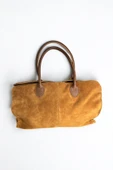 Mevo Büyük Boy Hakiki Süet Deri Kahverengi Kadın El ve Omuz Çantası thumbnail 3