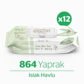 Giggles Yeşilçay Kokulu Islak Havlu 72'li 12 Paket 864 Mendil - 1
