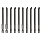 Mıknatıslı Pozidriv Bits Uç PZ2 100 mm 10'lu Set Kutulu Manyetik 1/4" Matkap Ucu Vidalama 10 cm - 2