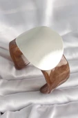 Kahverengi Mermer Desen Akrilik Plastik Gümüş Plaka Model Vintage Kadın Bilezik - TJ-BB6670 - 1