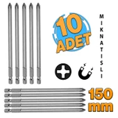 Mıknatıslı Yıldız PH2 Bits Uç 150 mm 10'lu Set Kutulu Manyetik 1/4" Matkap Ucu 15 cm Uzunluk thumbnail 1