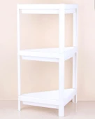 Üçgen 3 Katlı  Raf Ünitesi -  Mutfak - Banyo  Depolama Rafı - Beyaz thumbnail 1