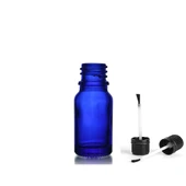 20ml mavi cam şişe fırça kapaklı, 24 adet, ecza şişesi, kozmetik şişe, yapıştırıcı şişesi, yağ şişesi - 1