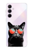 PrintiFy  Samsung Galaxy A56 ile Uyumlu Kedi 3 Kamera Korumalı Şeffaf Kılıf - 1
