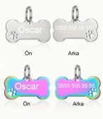 Kişiye Özel Kemik Model Patili Çelik Kedi Köpek Künyesi - 6