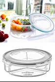 3 Bölmeli Sızdırmaz Contalı Kilitli Kapaklı 1,35 Litre yuvarlak Erzak Saklama Kabı LC-500 - 6