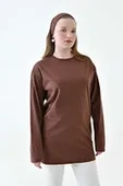 Uzun Kollu Tunik (Bandana Hediyeli) - Kahverengi - 1