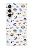 PrintiFy  Galaxy S24 Fe ile Uyumlu Nazar Boncuğu 2  Kamera Korumalı Şeffaf Silikon Kılıf thumbnail 1