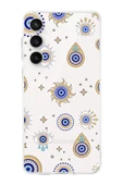 PrintiFy  Galaxy S24 Fe ile Uyumlu Nazar Boncuğu 5  Kamera Korumalı Şeffaf Silikon Kılıf - 1
