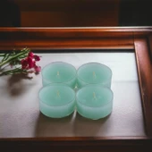 Tealight Kapsül Mum 4x43 Gr Dekoratif Mumu Kandil Hediyelik Fitilli Mumluk Şamdan Mavi Renk Kokulu - 2