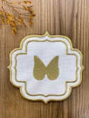 Linen Keten Gold Angel 6'lı Kokteyl Peçetesi Sırma Nakış İşlemeli Kahve Yanı Sunumluk Peçete - 3