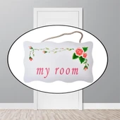Decotown My Room Benim Odam Dekoratif Çiçek Desenli Kapı Askısı - 1