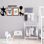 DECO103 Supermen Dekoratif Duvar Süsü Tablo Aksesuar Ahşap Tasarım Hediye Pano Sticker Seti - 7