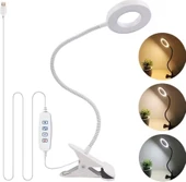 BEYAZ RENK 9 Mod Çok Fonksiyonlu Akrobat Masa Lambası Şiddeti Ayarlanabilir 3 Led Işık Usb Girişli - 1