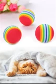 3lü Gökkuşağı Sünger Kedi Köpek Çiğneme Oyun Topu 4,2 cm - 8