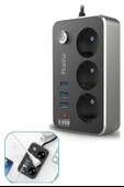Isıya Dayanıklı Termal Akım Korumalı 2 Mt 10A 2500W 3lü Priz ve 3 Usbi 21A Uzatma Kablosu - 4