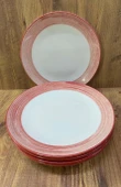 Porselen Servis Tabağı 6 Adet Naturel Tasarım 25 CM Kırmızı - 2