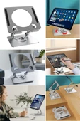360 Derece Dönebilen Yükseltilmiş Masaüstü Ayarlanabilir  Metal Tablet Standı - 6
