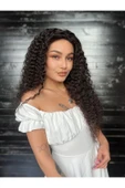 SUZAN PERUK Uzun Afro Dalgalı Yoğun Kıvırcık Gerçek Saç Tül peruk Doğal - 2