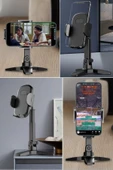 Masaüstü Telefon Standı 360 Derece Dönebilen Başlıklı Ayaklı Telefon Tripodu - 7