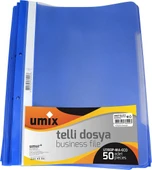 Umix Telli Plastik Dosya Mavi 50 Li 1 Paket - 1