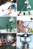 Kendiliğinden Işıklı Masaüstü Tripod Olabilen Telefon Tutuculu Kablosuz Kumandalı Selfie Çubuğu - 8