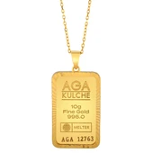 AgaKulche 10 gr Kalemli Altın Külçe Kolye thumbnail 1