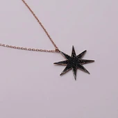 AgaKulche Gümüş Siyah Yıldız Hayalet Kolye - 1