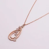 AgaKulche Gümüş Sıralı Taşlı Damla Hayalet Kolye - 1