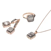 AgaKulche Baget Taşlı Gümüş Takı Seti Elmas Montür S30EB 925 thumbnail 1