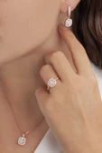AgaKulche Kare Baget Model Gümüş Set Rose S46RB 925 - 1