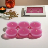 Tealight Kapsül Mum 6x35 Gr Dekoratif Mumu Kandil Hediyelik Fitilli Mumluk Şamdan Pembe Renk Kokusuz - 2