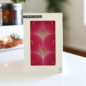 Tealight Kapsül Mum 6x35 Gr Dekoratif Mumu Kandil Hediyelik Fitilli Mumluk Şamdan Pembe Renk Kokusuz - 6