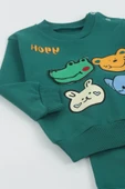 Kiddimax Yeşil Sevimli Hayvanlar Baskılı & Nakışlı Erkek Çocuk Takım 136711 - 3