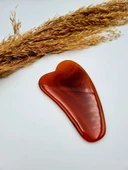 GÜMÜŞTEL EL SANATLARI Sertifikalı Akik Taşı Orijinal Doğal Taş Gua Sha Masaj Taşı - 2