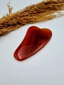 GÜMÜŞTEL EL SANATLARI Sertifikalı Akik Taşı Orijinal Doğal Taş Gua Sha Masaj Taşı - 3