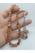 GÜMÜŞTEL EL SANATLARI Sertifikalı Güneş Doğal Taş Tesbih 8 Mm Bal Renk - 1