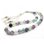 GÜMÜŞTEL EL SANATLARI Sertifikalı Florit Taşı Tesbih Orijinal Doğal Taş 8 Mm thumbnail 1