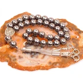 GÜMÜŞTEL EL SANATLARI Sertifikalı Hematit Tesbih Orijinal Doğal Taş thumbnail 1