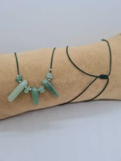 GÜMÜŞTEL EL SANATLARI Sertifikalı Doğal Yeşim Taşı Tasarım Kolye Makrome Ayarlı Kilit Sistemi thumbnail 2