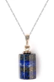 GÜMÜŞTEL EL SANATLARI Sertifikalı Lapis Lazuli Taşı Kolye Silindir Doğal Taş - 3