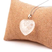 GÜMÜŞTEL EL SANATLARI Sertifikalı Kristal Kuvars Doğal Taş Kalp Kolye Sürpriz thumbnail 1