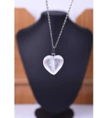 GÜMÜŞTEL EL SANATLARI Sertifikalı Kristal Kuvars Doğal Taş Kalp Kolye Sürpriz thumbnail 2