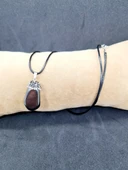 GÜMÜŞTEL EL SANATLARI Sertifikalı Hematit Taşı Doğal Taş Kolye Zincir Ve Ip Zirkon Taş Detaylı thumbnail 1